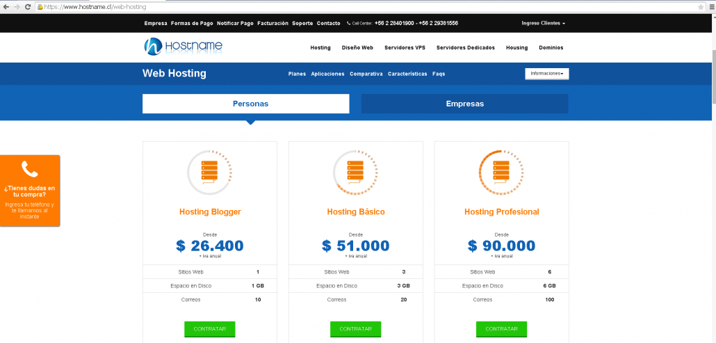 contratar web hosting